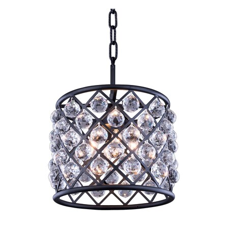 Elegant Lighting Madison 4 light Matte Black Pendant Clear Royal Cut Crystal 1206D14MB/RC
